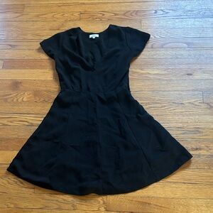 Wilfred Black Mini Dress with V-Neck Fit-and-Flare